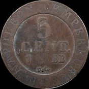 5 centimes Napoléon Ier Strasbourg revers